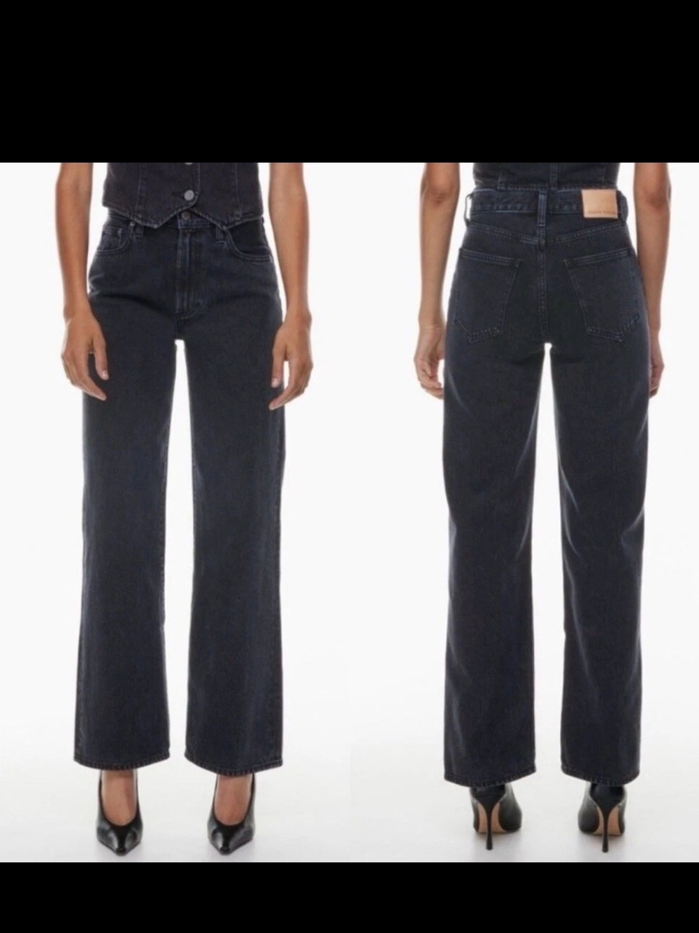 Denim Forum The Farrah Women's Wide Leg Jeans in Black Wash 26 X 28